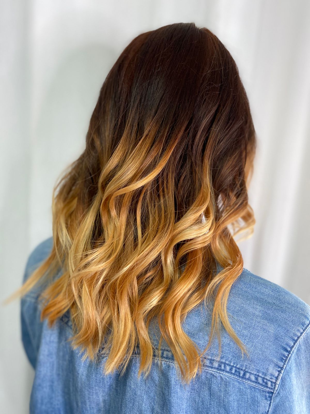 Balayage cobre acobreado em base castanha